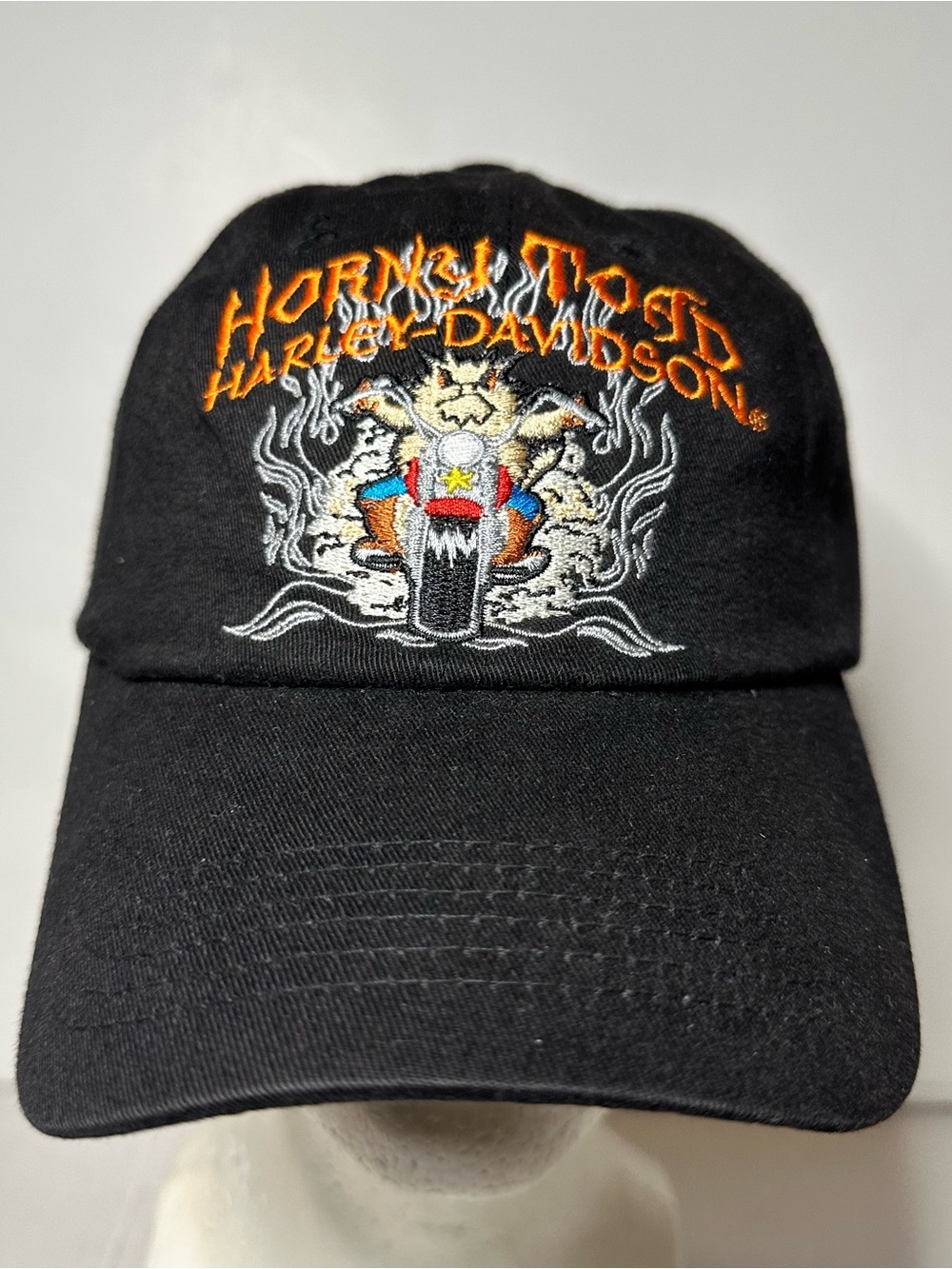 Harley-Davidson x Horny Toad Texas Black Baseball Y2K Cap W/ Embroidery Rare